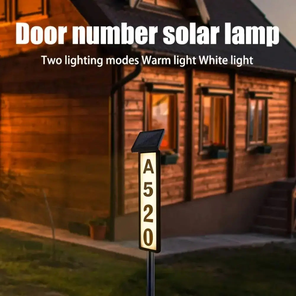 Solar Powered Address Sign With Lighting, With Pole Mount, (Smart Light Control, Automatically Lights Up From Dusk)