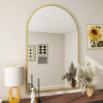 Wall Mounted Mirror, 26 inch x38 inch Arch Bathroom Mirror,Vanity Wall Mirror Metal Frame for Bedroom, Entry