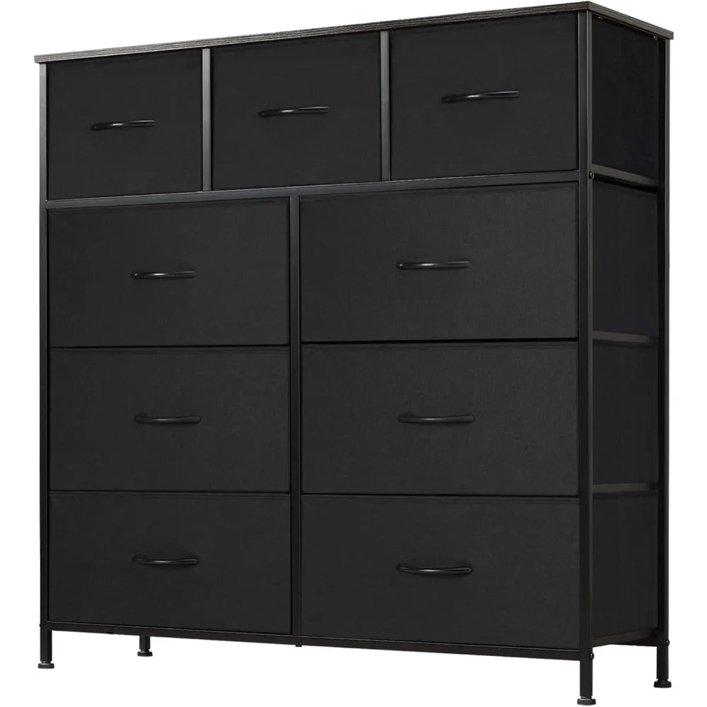 9 Drawer Metal Frame Dresser With Fabric Closet Organizer