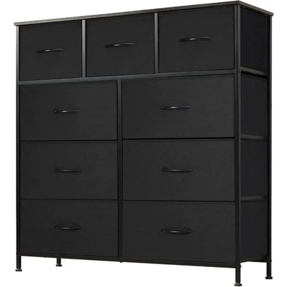 9 Drawer Metal Frame Dresser With Fabric Closet Organizer