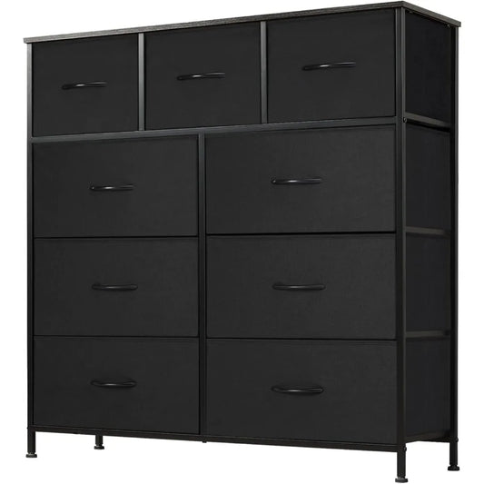 9 Drawer Metal Frame Dresser With Fabric Closet Organizer