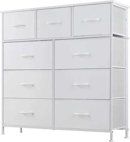 9 Drawer Metal Frame Dresser With Fabric Closet Organizer