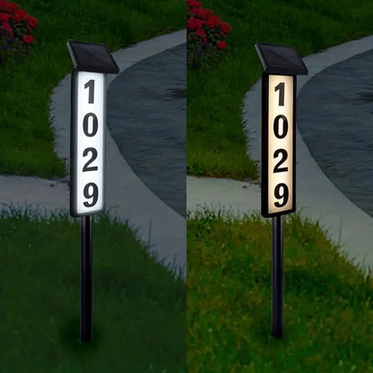Solar Powered Address Sign With Lighting, With Pole Mount, (Smart Light Control, Automatically Lights Up From Dusk)