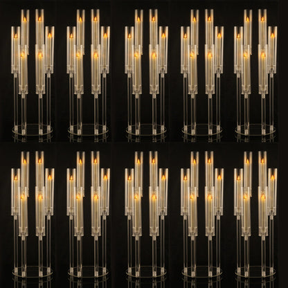 10pcs  Clear Taper Candlestick Holder 6 Arm