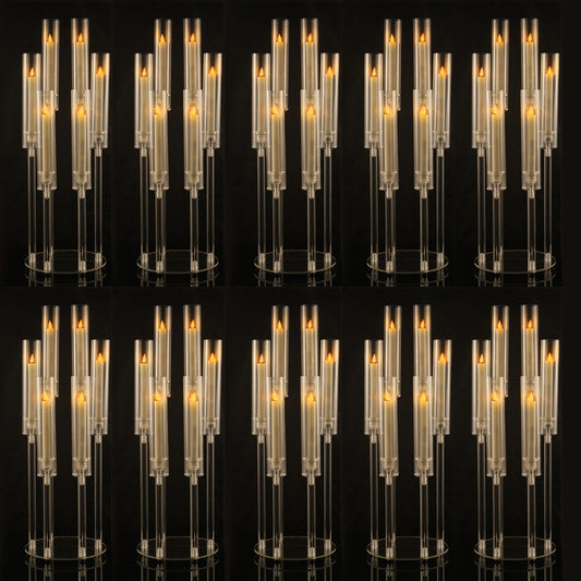 10pcs  Clear Taper Candlestick Holder 6 Arm
