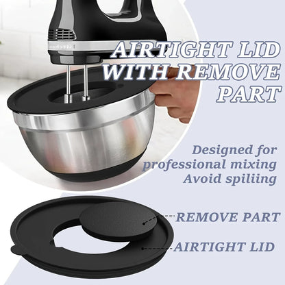 8pcs Stainless Steel Mixing Bowl Set with Airtight Lids For Cooking And Storage