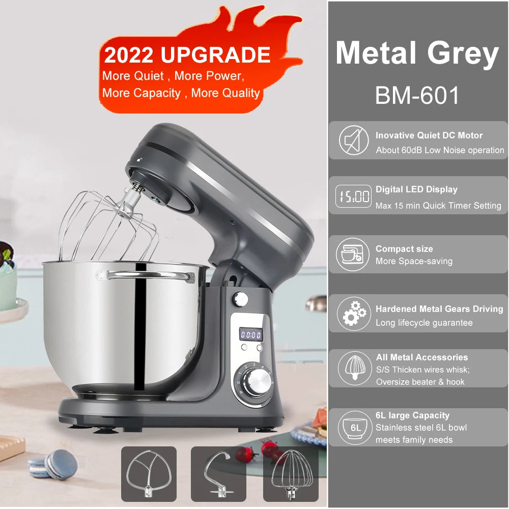 Quiet Motor 6-speed Kitchen Stand Mixer And Food Processor Blender
