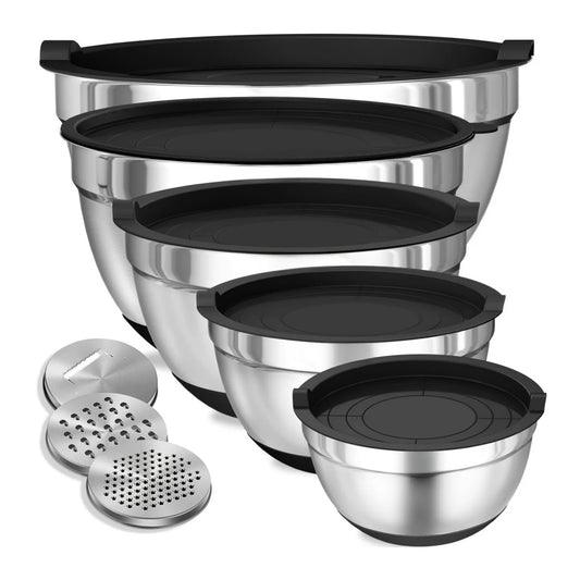 8pcs Stainless Steel Mixing Bowl Set with Airtight Lids For Cooking And Storage