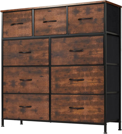 9 Drawer Metal Frame Dresser With Fabric Closet Organizer