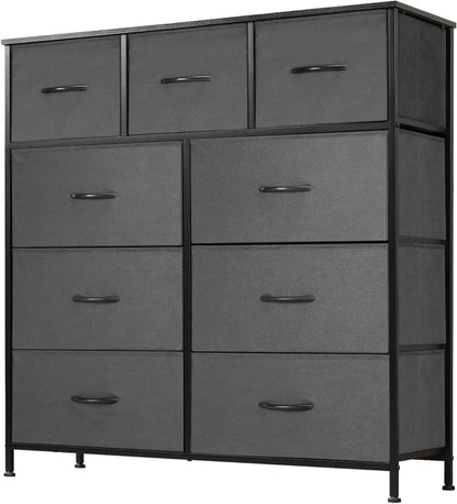 9 Drawer Metal Frame Dresser With Fabric Closet Organizer