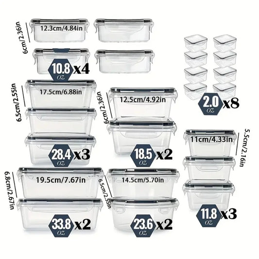 24pcs Kitchen Storage Container Set - Dishwasher Safe, Reusable Plastic with Flip Lids for Fruits, Vegetables & Meats - Inc