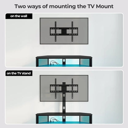 TV Stand with Mount and Power Outlet, Swivel TV Stand Mount with LED Lights for 32/45/55/60/65/70 inch TVs, Entertainment Center