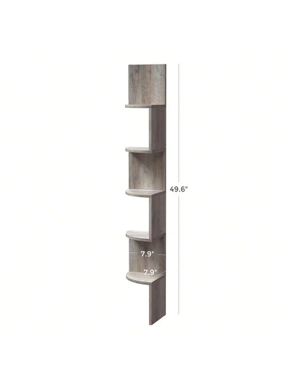 5-Tier Floating Corner Shelf Wall Mount Bookshelf
