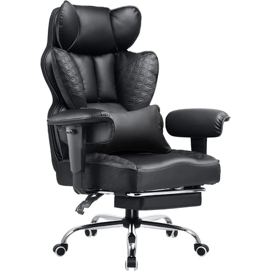 Office Chair 400LBS Wide Ergonomic Gaming Chair with Deluxe Embossing Designed Leather with Foot Rest