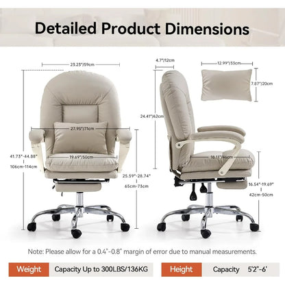 Ergonomic Office Chair with Foot Rest Criss Cross Chair with Wheels Reclining Executive Office Chair Mid Back PU Leather Swivel