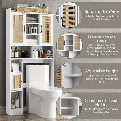 Over The Toilet Storage Cabinet with Adjustable Shelf, Freestanding Farmhouse Storage Cabinet